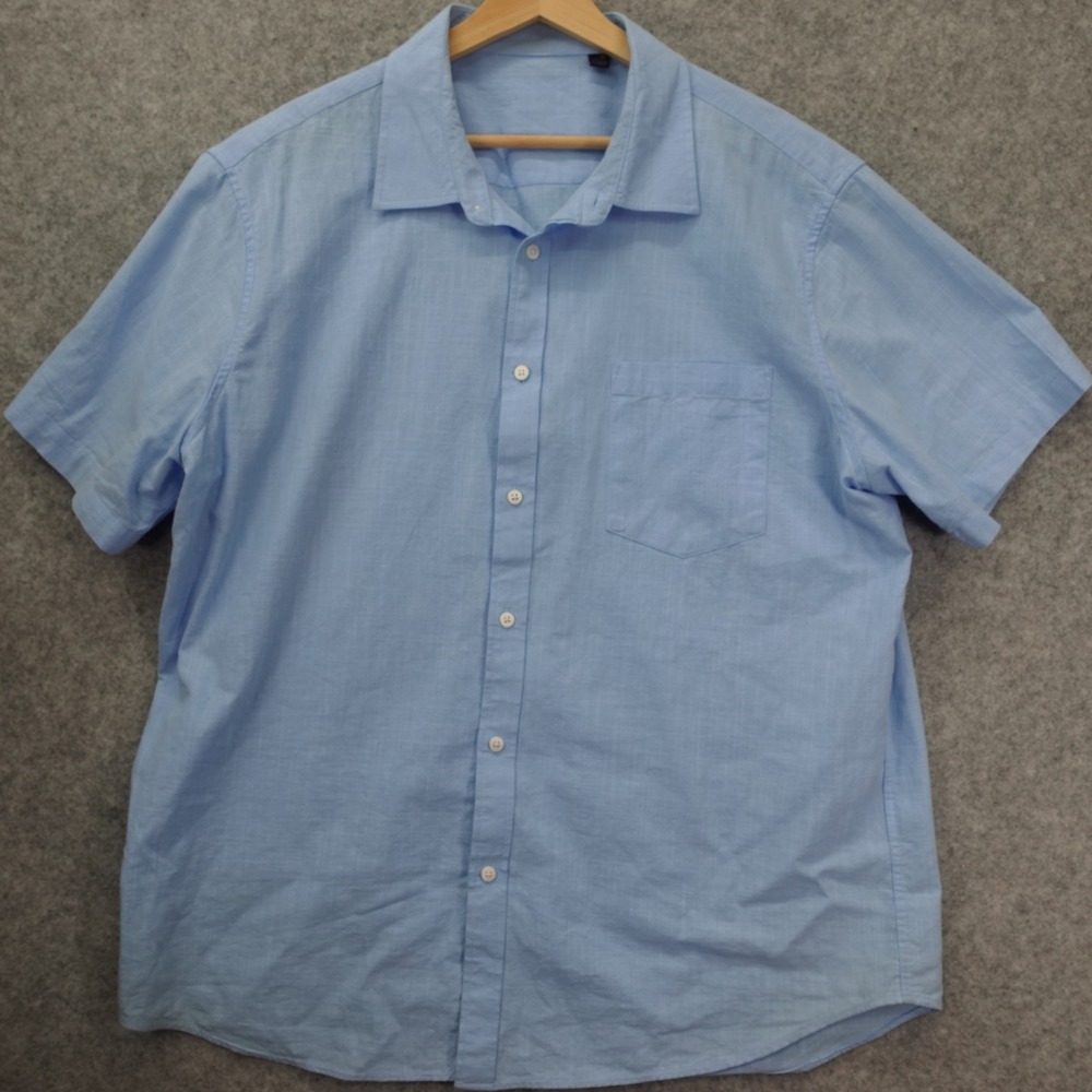 European Linen Work Shirt Mens XL Light Blue Summer Resort DESIGN in ITALY